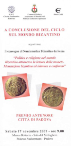 Locandina giornata di studi numismatici 17 novembre 2007